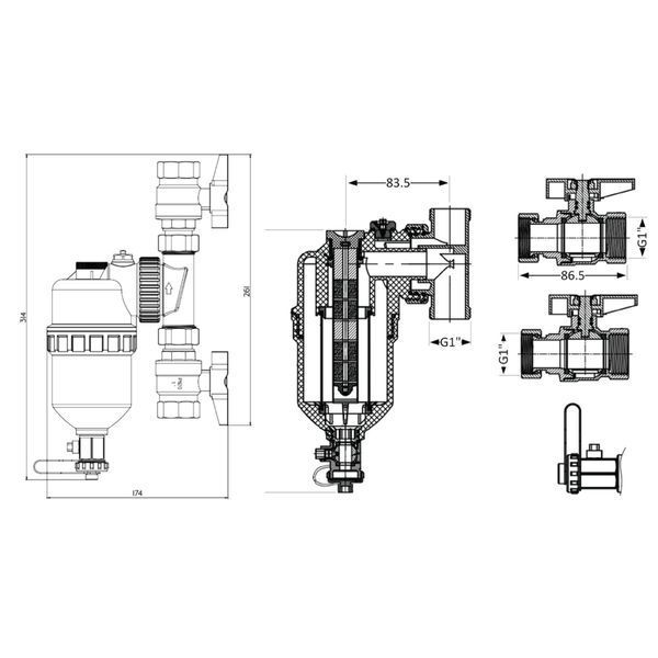 Фільтр-дешламатор Thermo Alliance Forte 1", поворотний (магнітний шламоуловлювач) TAF400G25 SD00054559 фото
