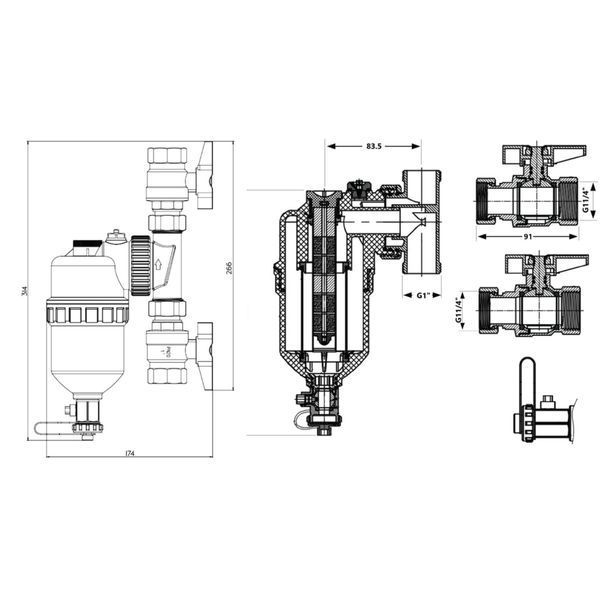 Фільтр-дешламатор Thermo Alliance Forte 1&nbsp;1/4", поворотний (магнітний шламоуловлювач) TAF400G32 SD00054560 фото