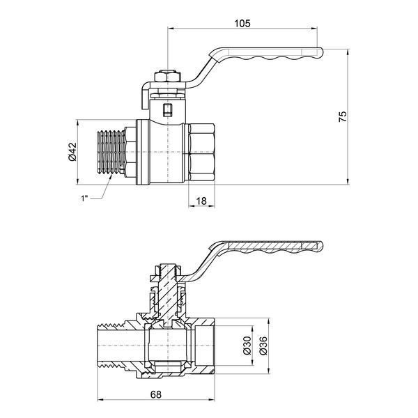 Кран кульовий Thermo Alliance Standart 1" ВЗ для води (важіль) SD605NW25PN40 SD00021337 фото