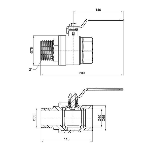 Кран кульовий Thermo Alliance Base 2" ВЗ для води (важіль) SD605W50 SD00002825 фото